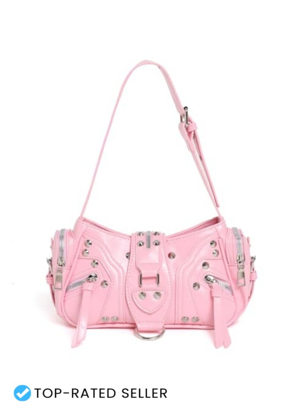 Faux Leather Y2k Shoulder Bag Small Studded Gothic Purse